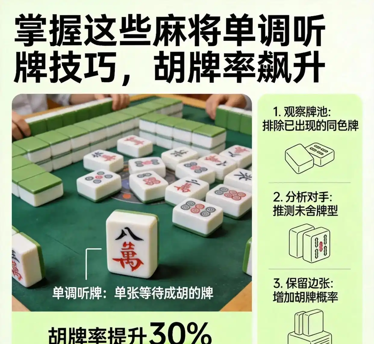 麻将单调听牌技巧_听边张中张组合策略_GG德州扑克听牌打法