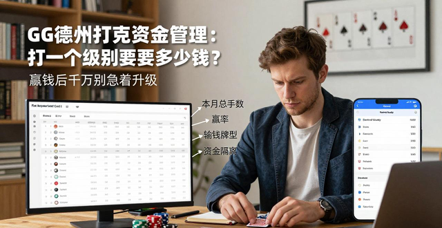 GG德州扑克资金管理：打一个级别要多少钱？赢钱后千万别急着升级